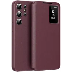 Coque portefeuille Phonesta Smart Window pour Samsung Galaxy S25 Ultra - Bordeaux