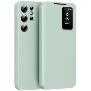 Coque portefeuille Phonesta Smart Window pour Samsung Galaxy S25 Ultra - Vert clair