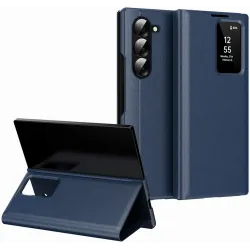 Coque portefeuille Phonesta Smart Window pour Samsung Galaxy Z Fold 6 - Bleu foncé