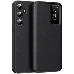 Coque portefeuille Phonesta Smart Window pour Samsung Galaxy S24 FE - Noir