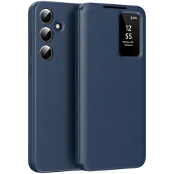 Coque portefeuille Phonesta Smart Window pour Samsung Galaxy S25 FE - Bleu foncé