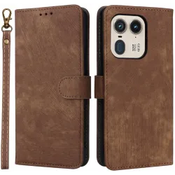 Coque portefeuille Phonesta Vintage Skin pour Motorola Edge 50 Ultra - Marron