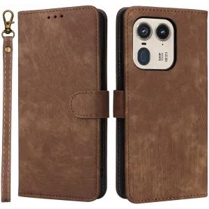Coque portefeuille Phonesta Vintage Skin pour Motorola Edge 50 Ultra - Marron