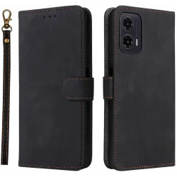 Coque portefeuille Phonesta Vintage Skin pour Motorola Moto G35 - Noir
