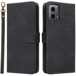 Coque portefeuille Phonesta Vintage Skin pour Motorola Moto G45 / Moto G34 - Noir