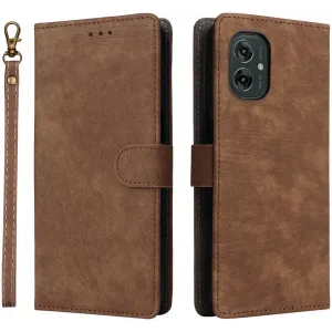 Coque portefeuille Phonesta Vintage Skin pour Motorola Moto G55 - Marron