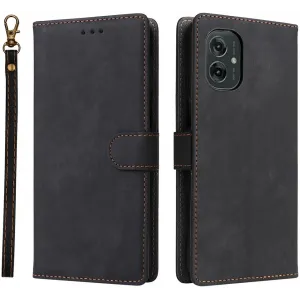 Coque portefeuille Phonesta Vintage Skin pour Motorola Moto G55 - Noir