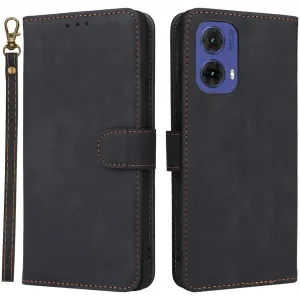 Coque portefeuille Phonesta Vintage Skin pour Motorola Moto G85 - Noir