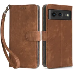 Coque portefeuille Phonesta Vintage Skin pour Google Pixel 8 - Marron