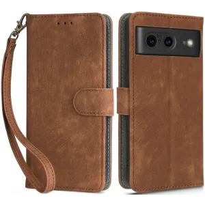 Coque portefeuille Phonesta Vintage Skin pour Google Pixel 8 - Marron