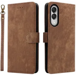 Coque portefeuille Phonesta Vintage Skin pour Samsung Galaxy S25 Edge - Marron
