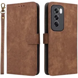 Coque portefeuille Phonesta Vintage Skin pour Oppo Reno12 - Marron