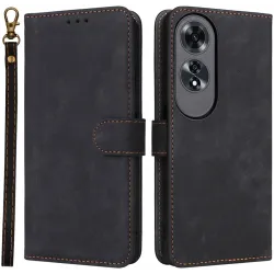 Coque portefeuille Phonesta Vintage Skin pour Oppo A60 4G - Noir