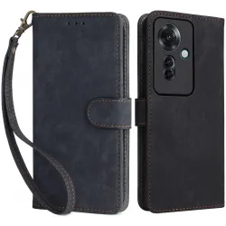 Coque portefeuille Phonesta Vintage Skin pour Oppo Reno11 F 5G - Noir