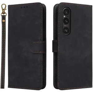 Coque portefeuille Phonesta Vintage Skin pour Sony Xperia 1 VI - Noir