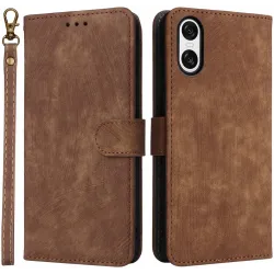 Coque portefeuille Phonesta Vintage Skin pour Sony Xperia 10 VI - Marron