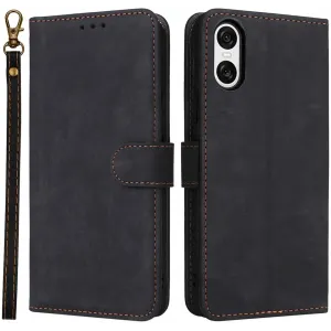 Coque portefeuille Phonesta Vintage Skin pour Sony Xperia 10 VI - Noir