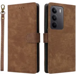 Coque portefeuille Phonesta Vintage Skin pour Realme 14x / C75 - Marron
