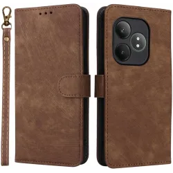 Coque portefeuille Phonesta Vintage Skin pour Realme GT 6 - Marron