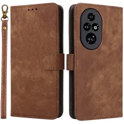 Coque portefeuille Phonesta Vintage Skin pour HONOR 200 Pro - Marron