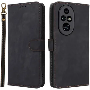 Coque portefeuille Phonesta Vintage Skin pour HONOR 200 Pro - Noir
