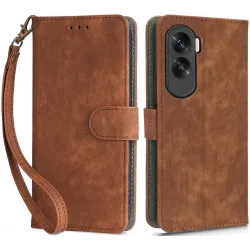 Coque portefeuille Phonesta Vintage Skin pour HONOR 90 Lite - Marron