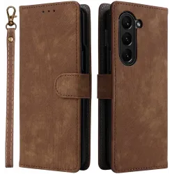 Coque portefeuille Phonesta Vintage Skin pour Samsung Galaxy Z Fold 6 - Marron