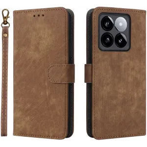 Coque portefeuille Phonesta Vintage Skin pour Xiaomi 14T - Marron
