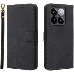 Coque portefeuille Phonesta Vintage Skin pour Xiaomi 14T - Noir