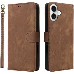 Coque portefeuille Phonesta Vintage Skin pour Apple iPhone 16 - Marron