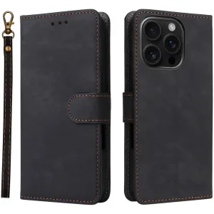 Coque portefeuille Phonesta Vintage Skin pour Apple iPhone 16 Pro - Noir