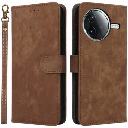 Coque portefeuille Phonesta Vintage Skin pour Xiaomi Poco F7 Pro/F7 Ultra - Marron
