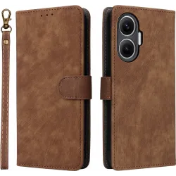 Coque portefeuille Phonesta Vintage Skin pour Xiaomi Poco F7 - Marron