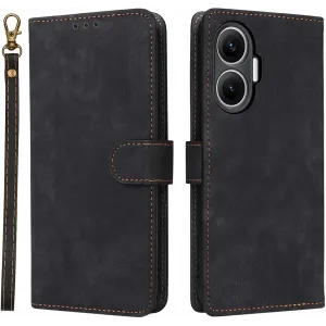 Coque portefeuille Phonesta Vintage Skin pour Xiaomi Poco F7 - Noir