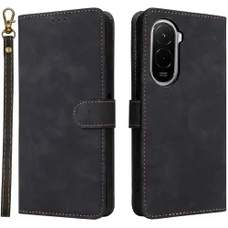 Coque portefeuille Phonesta Vintage Skin pour Xiaomi Poco M7 - Noir