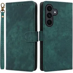 Coque portefeuille Phonesta Vintage Skin pour Samsung Galaxy S25 FE - Vert