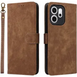 Coque portefeuille Phonesta Vintage Skin pour Oppo Reno14 F/FS - Marron