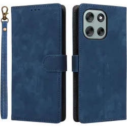 Coque portefeuille Phonesta Vintage Skin pour Motorola Moto G56 - Bleu
