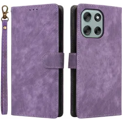 Coque portefeuille Phonesta Vintage Skin pour Motorola Moto G56 - Violet