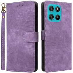 Coque portefeuille Phonesta Vintage Skin pour Motorola Moto G57 Power - Violet