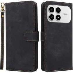 Coque portefeuille Phonesta Vintage Skin pour Xiaomi Poco F8 Pro - Noir