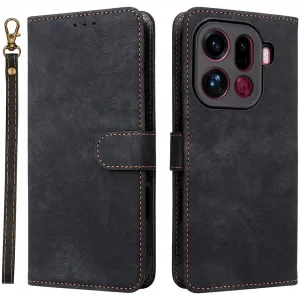 Coque portefeuille Phonesta Vintage Skin pour Oppo Find X9 Pro - Noir