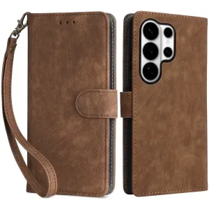 Coque portefeuille Phonesta Vintage Skin pour Samsung Galaxy S26 Ultra - Marron