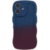 Coque arrière en silicone Phonesta Wavy Gradient pour Apple iPhone 16 - Bleu foncé/Violet foncé