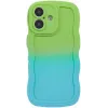 Coque arrière en silicone Phonesta Wavy Gradient pour Apple iPhone 16 - Vert/Bleu