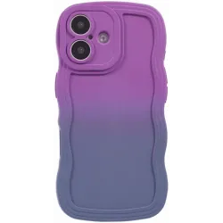 Coque arrière en silicone Phonesta Wavy Gradient pour Apple iPhone 16 - Violet