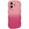 Coque arrière en silicone Phonesta Wavy Gradient pour Apple iPhone 16 - Rose 2
