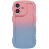 Coque arrière en silicone Phonesta Wavy Gradient pour Apple iPhone 16 - Rose/Bleu