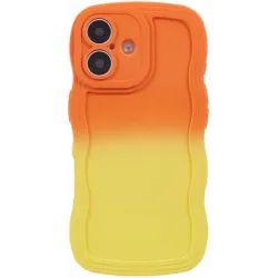 Coque arrière en silicone Phonesta Wavy Gradient pour Apple iPhone 16 Plus - Orange/Jaune