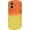 Coque arrière en silicone Phonesta Wavy Gradient pour Apple iPhone 16 Plus - Orange/Jaune 2